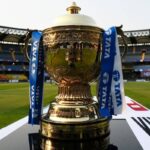 The coveted IPL trophy stands tall on the field, ready to be claimed by the champions of the IPL 2024 playoffs, as teams gear up for an intense battle in Ahmedabad and Chennai.