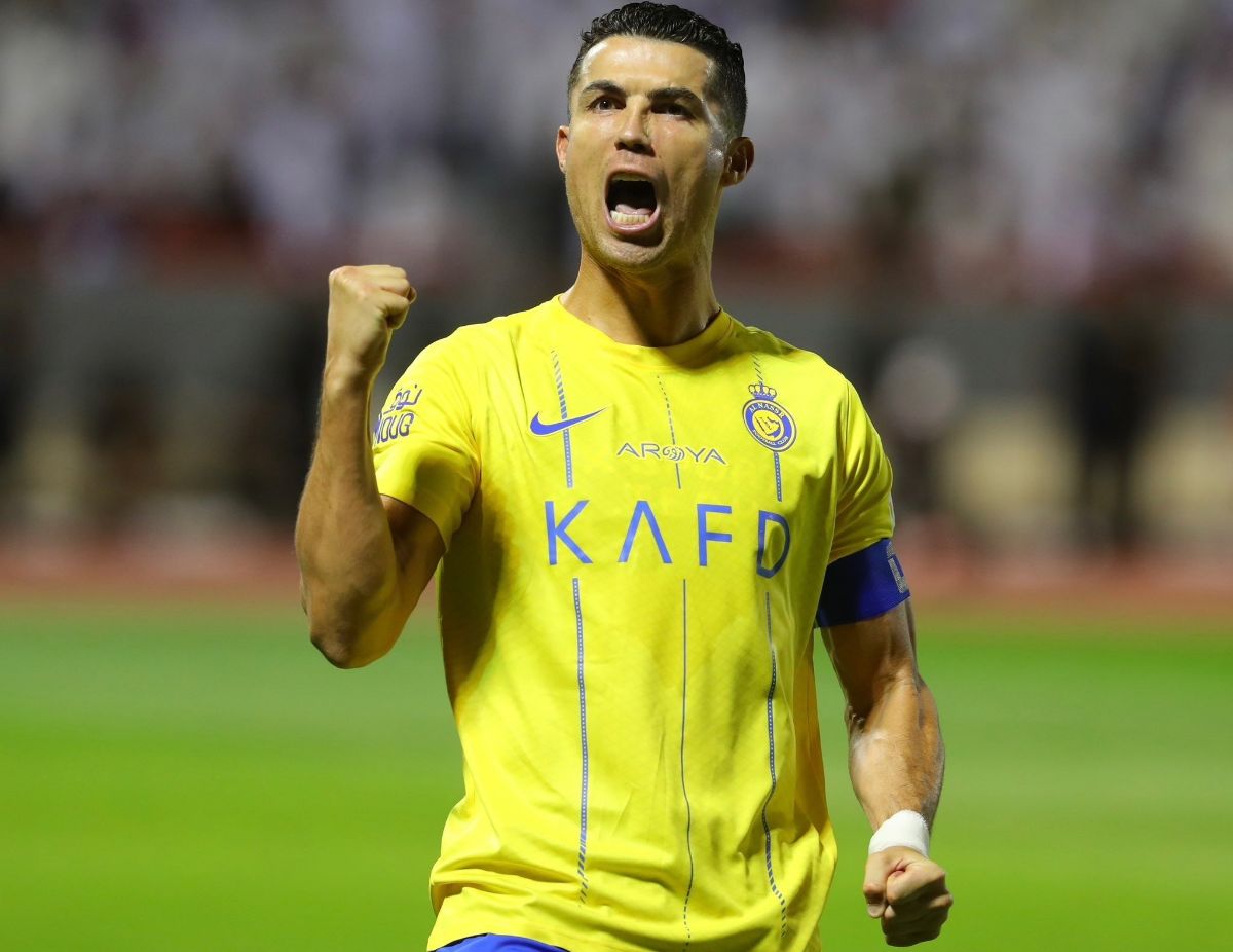 Cristiano Ronaldo celebrating in Al Nassr jersey