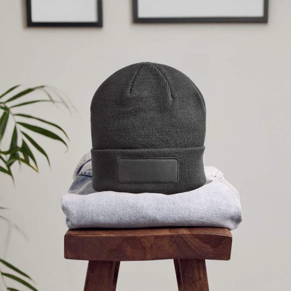 Stylish Patch Beanie in modern snug-fit style