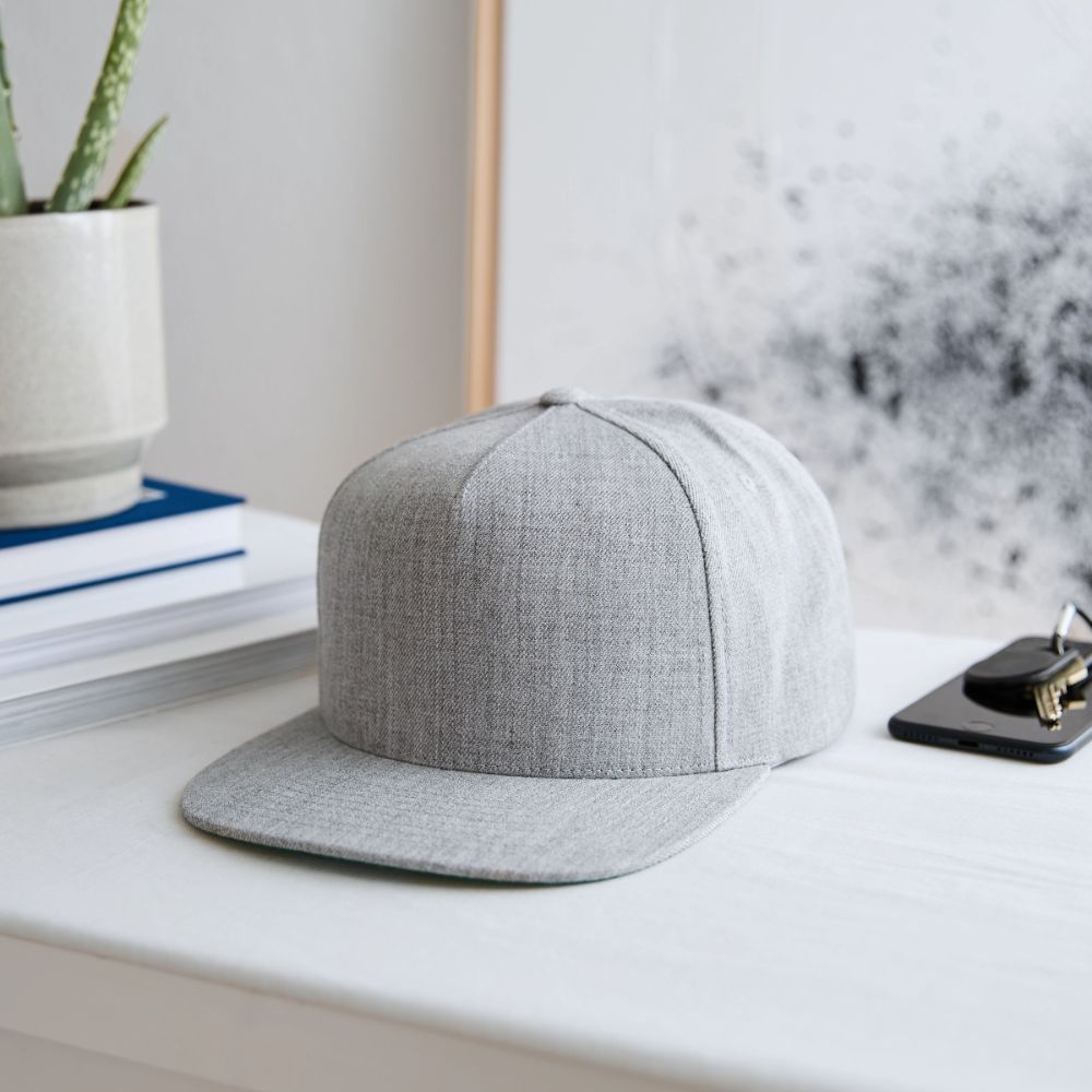 Flat-brim snapback baseball cap with adjustable fit