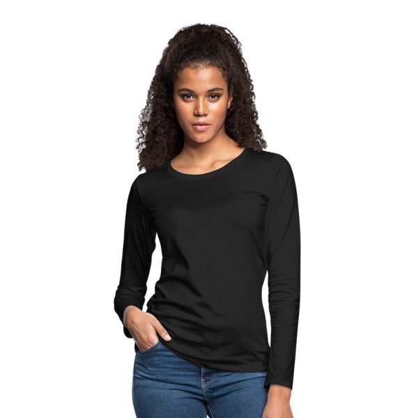 Woman in premium long sleeve T-shirt standing confidently